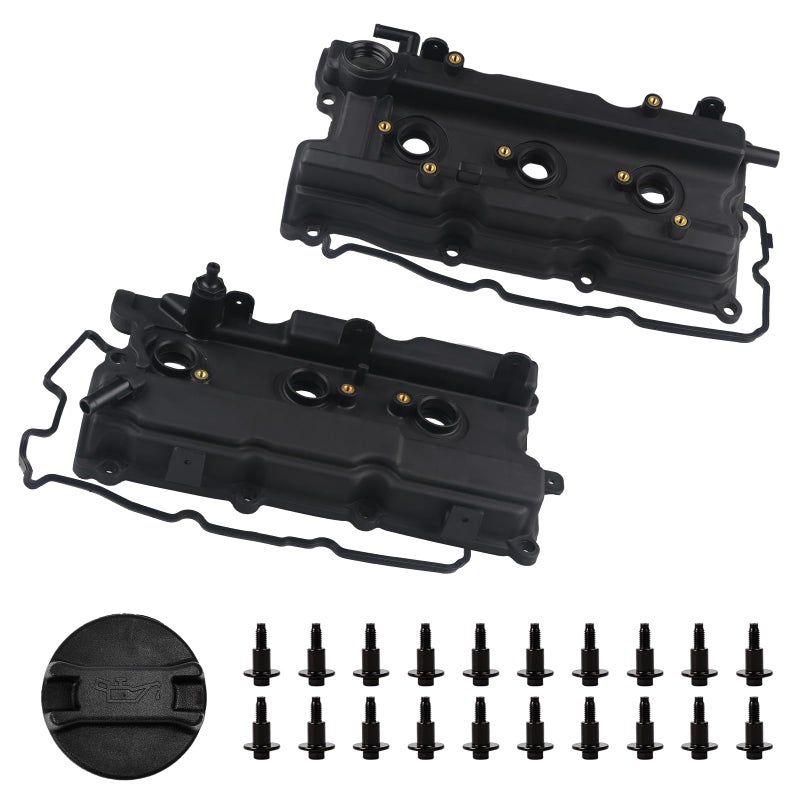 WATERWICH Engine Valve Cover with Gasket Compatible with Nissan Maxima Murano Altima 3.5L Turbo 2002 2003 2004 2005 2006 2007 Replaces 264-985 264-984 (Set of 2) - Image 1